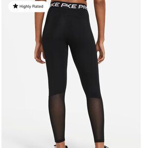 Nike Pro Women's Mid-Rise Mesh-Paneled Leggings in Black - Size Small